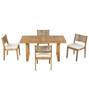Set da pranzo a 5 pezzi con tavolo in Legna, schienale in r…