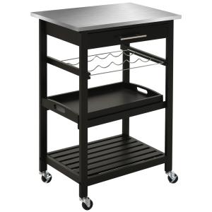 HOMCOM Carrello di Servizio da Cucina con Ruote e Mensola P…