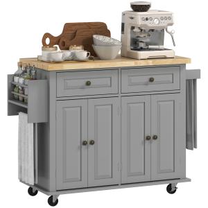 HOMCOM Carrello da Cucina con 2 Cassetti e 2 Armadietti, Pi…