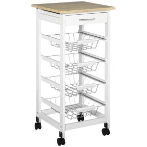 HOMCOM Carrello di servizio con scomparti multipli su ruote…