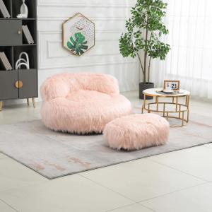 Poltrona Sacco Fluffy Confortevole con Pouf, Sedia Moderna…