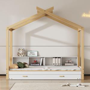 Letto per bambini con quattro scomparti a scaffale e letto…