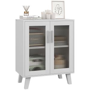 HOMCOM Credenza Moderna Multiuso con 2 Ante Trasparenti e 2…