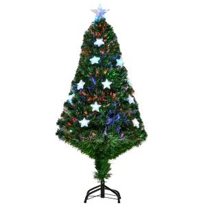 HOMCOM Albero di Natale artificiale 120cm in fibra ottica c…