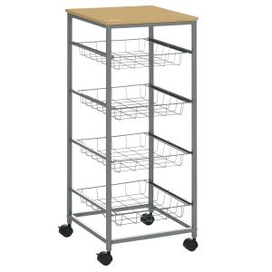 Homcom Carrello da Cucina con Cesti Estraibili in Acciaio e…