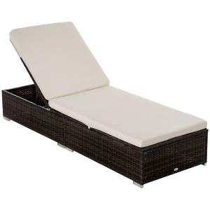 Outsunny Lettino Prendisole in Rattan PE con Schienale Recl…