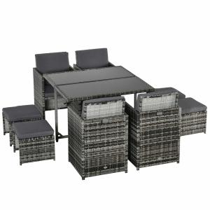 Outsunny Salotto da Giardino in Rattan Set Completo da 9 Pe…