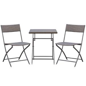 Outsunny Mobili da Giardino in Rattan Set 1 Tavolino e 2 Se…
