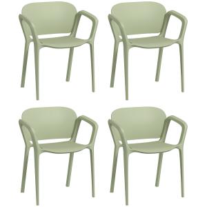 Outsunny Set 4 Sedie da Giardino Impilabili in PP dal Desig…