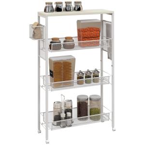 HOMCOM Carrello da Cucina a 3 Livelli con Cestino Laterale…