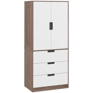 HOMCOM Armadio 2 porte, armadio moderno con 3 cassetti e as…