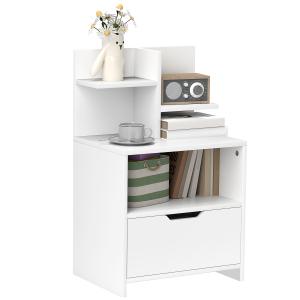 HOMCOM Comodino tavolino da notte con cassetto, nicchia e m…