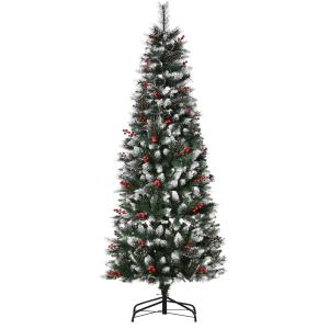 HOMCOM Albero di Natale Innevato con Bacche Rosse da Intern…