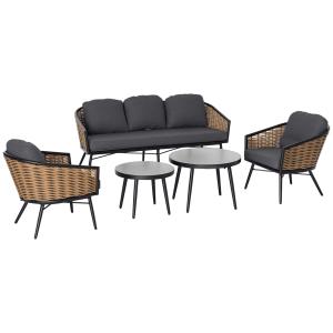 Outsunny Set Mobili da Giardino 5 Pezzi in Rattan, Salottin…