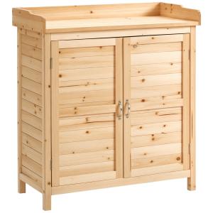 Outsunny Armadietto da Esterno a 2 Ripiani in Legno di Abet…