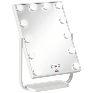 HOMCOM Specchio per Trucco Illuminato Stile Hollywood Incli…