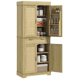 HOMCOM Credenza Cucina Stile Boho con 2 Armadietti, Cassett…