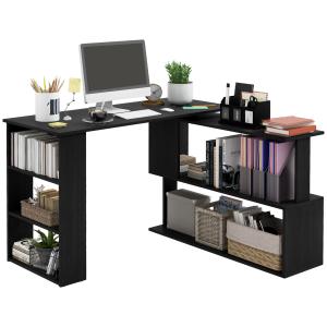 HOMCOM Scrivania Angolare con Piano Girevole a 360° e 5 Rip…