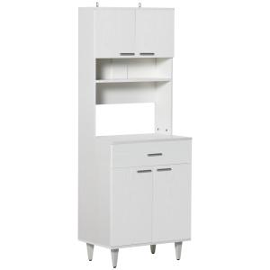 HOMCOM Credenza Alta da Cucina, Madia Classica Bianca in Le…