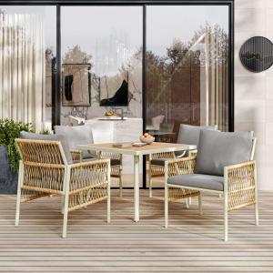 Set Tavolo e Sedie da Giardino in PE-Rattan e Ferro Zincato…