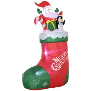 Outsunny Babbo Natale Gonfiabile con Pinguino e Calza Natal…