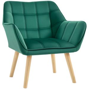 HOMCOM Poltroncina Stile Nordico in Legno ed Effetto Vellut…