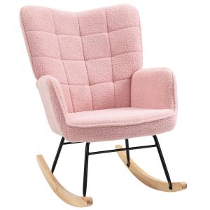 HOMCOM Poltrona a Dondolo dal Design Retro, Legno Massello,…
