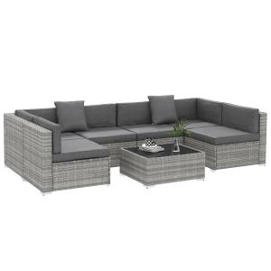 Outsunny Set salotto da giardino 7 pezzi modulari tavolino…