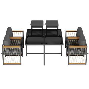 Set da pranzo da esterno a 7 pezzi con piano in vetro tempe…