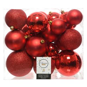 Decoris Decorative Ball For Christmas Tree 26 Units Rosso