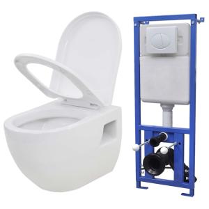 Vidaxl Wc Sospeso Con Cisterna A Scomparsa In Ceramica Con