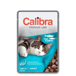 Calibra Adult Pouch Trout Salmon Box 24x100g Wet Cat Food T…