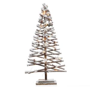 Decoris Rattan Snowy Effect Christmas Tree Led 80 Cm Marrone