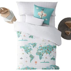 Belum Copripiumino Con Bottoni Per Letto Da 135/ World Map…