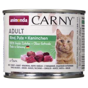Animonda Carny Adult Beef Turkey And Rabbit 200g Wet Cat Fo…