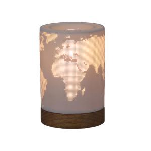 Versa Mapamundi Wood Porcelain Table Lamp Oro