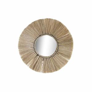 Home Decor Crystal Natural Jute 45x3x45 Cm Wall Mirror Marr…