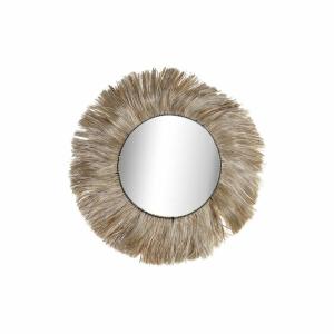 Home Decor Crystal Natural Jute 64x3x64 Cm Wall Mirror Tras…