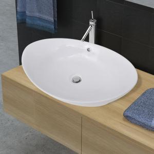 Vidaxl Lavabo Ovale In Ceramica Di Lusso Con Troppopieno