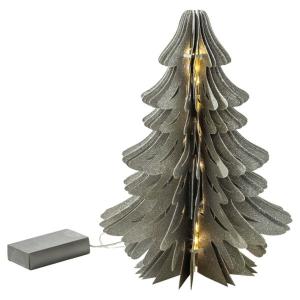 L´oca Nera Decorative Paper Tree Small With Leds Grigio