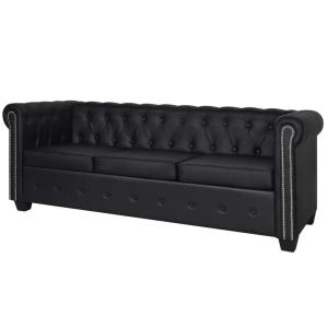 Vidaxl Chesterfield 3 Posti Artificiale Pelle