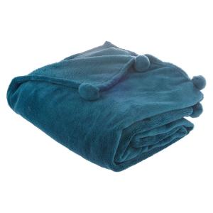 Atmosphera Extra Soft Pompom Blanket 150x125 Cm Blu