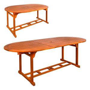Aktive Acacia Wood Oval Table Extendable 150-200x90x74 Cm M…