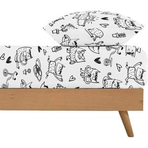 Ripshop Lenzuolo Con Angoli Monstre Per Letto 105x200 Cm