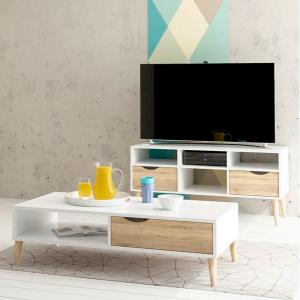 Dmora Mobile Tv Con Due Cassetti Colore Bianco E Quercia 11…