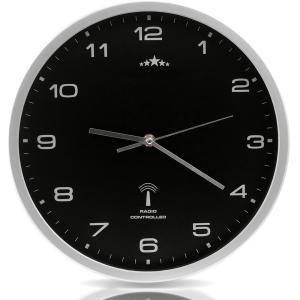 Orologio da parete automatico quarzo nero-argento Ø31cm