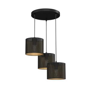 Luminex Lampada a sospensione Jovin, 3 luci rondò nero/oro