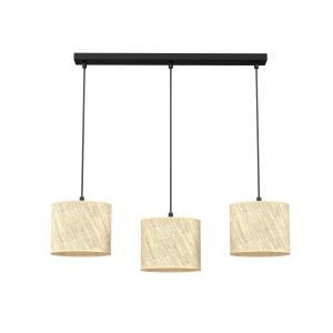 Euluna Lampada sospesa Jovin 3 paralumi rattan, lineare