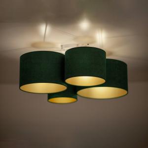 Euluna Lodge plafoniera, 4 luci, verde/oro