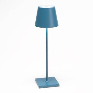 Zafferano Lampada da tavolo LED Poldina, batteria, blu